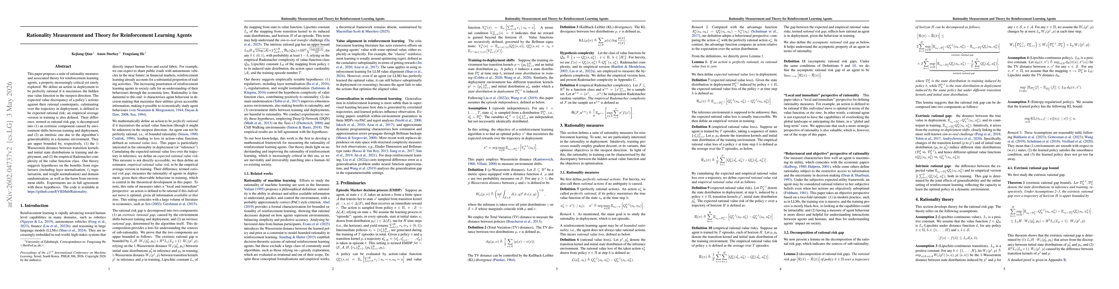 Thumbnail for Rationality Measurement and Theory for Reinforcement Learning Agents