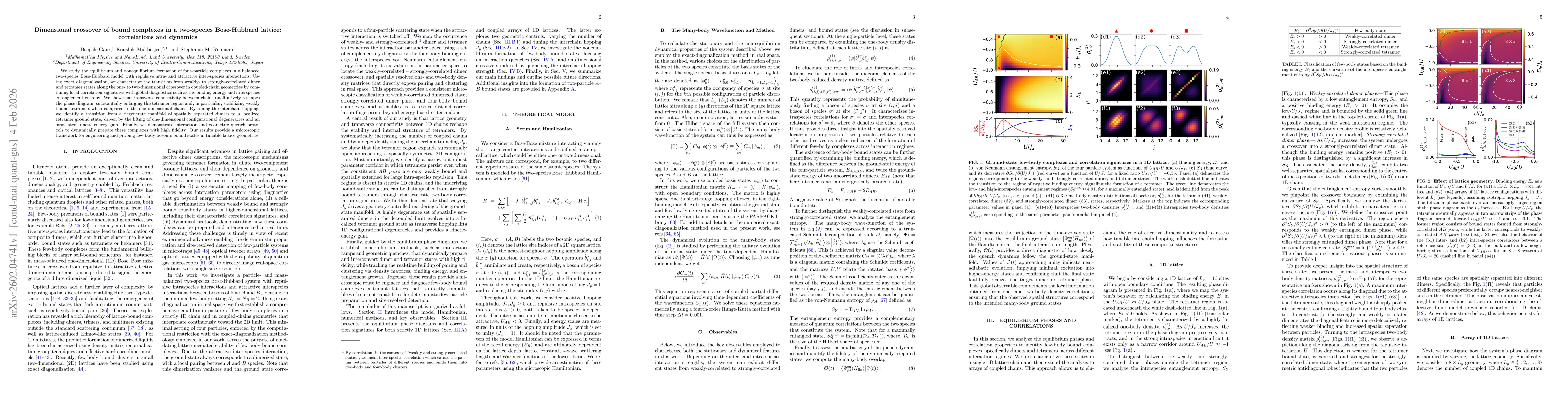 Thumbnail for Dimensional crossover of bound complexes in a two-species Bose-Hubbard lattice: correlations and dynamics