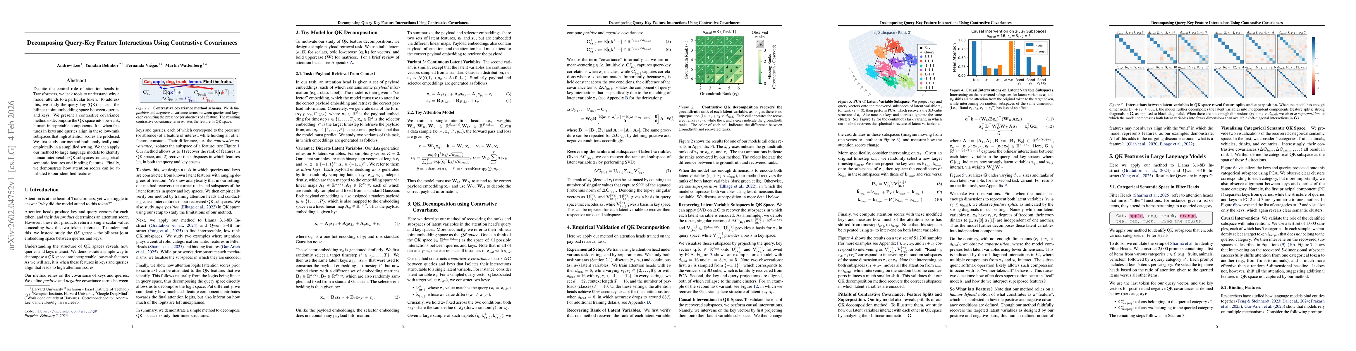 Thumbnail for Decomposing Query-Key Feature Interactions Using Contrastive Covariances