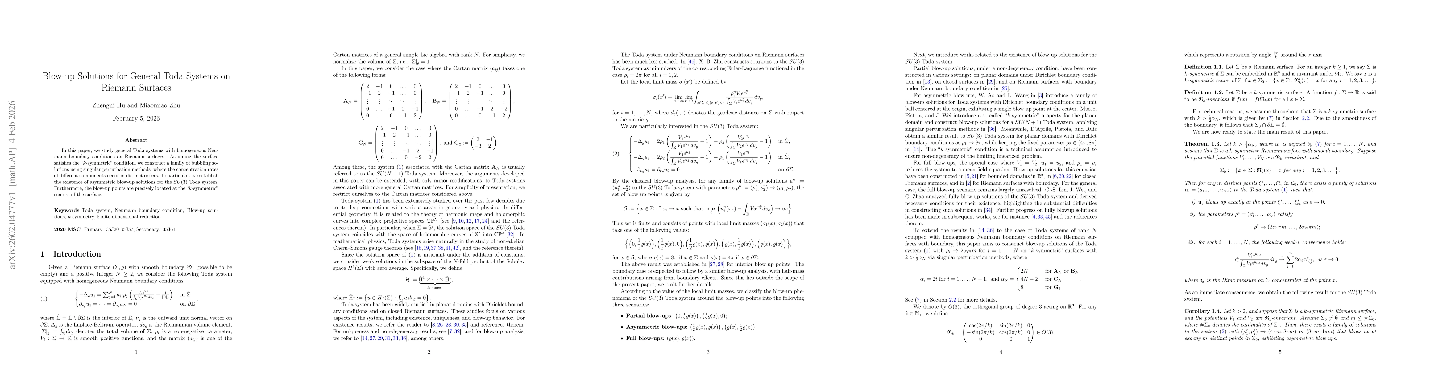 Thumbnail for Blow-up Solutions for General Toda Systems on Riemann Surfaces