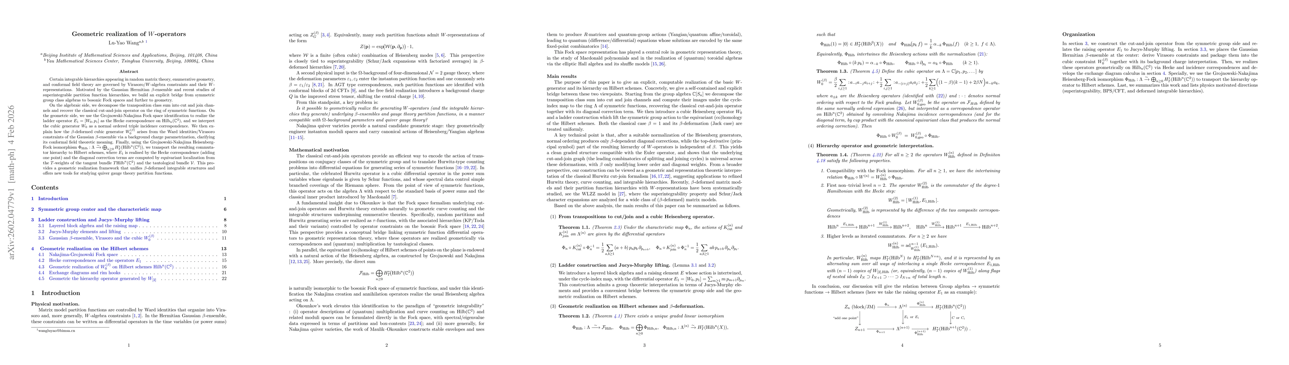Thumbnail for Geometric realization of $W$-operators