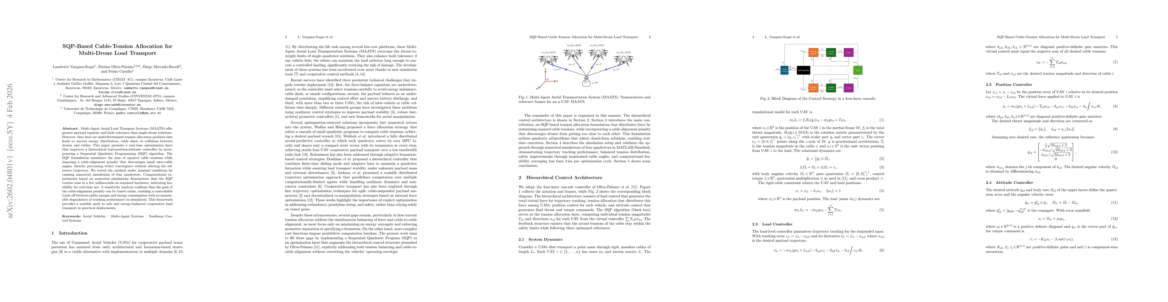 Thumbnail for SQP-Based Cable-Tension Allocation for Multi-Drone Load Transport