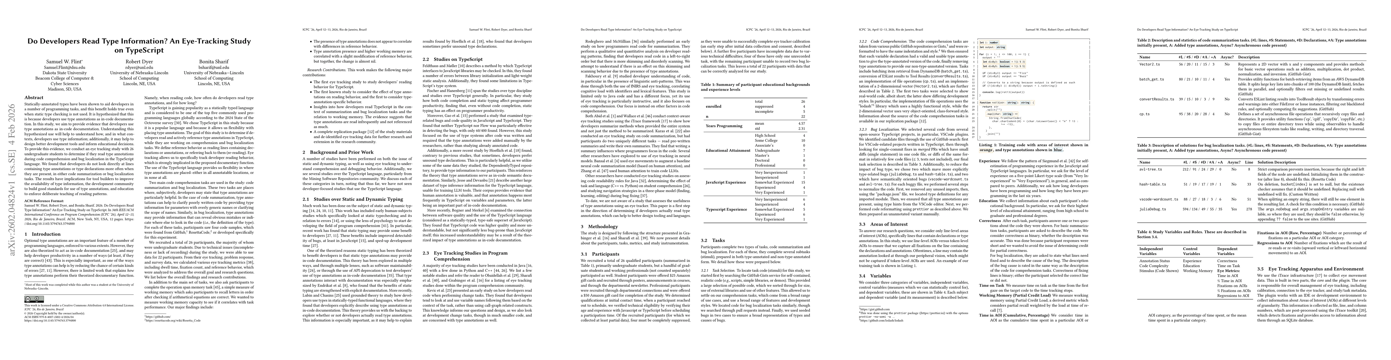 Thumbnail for Do Developers Read Type Information? An Eye-Tracking Study on TypeScript