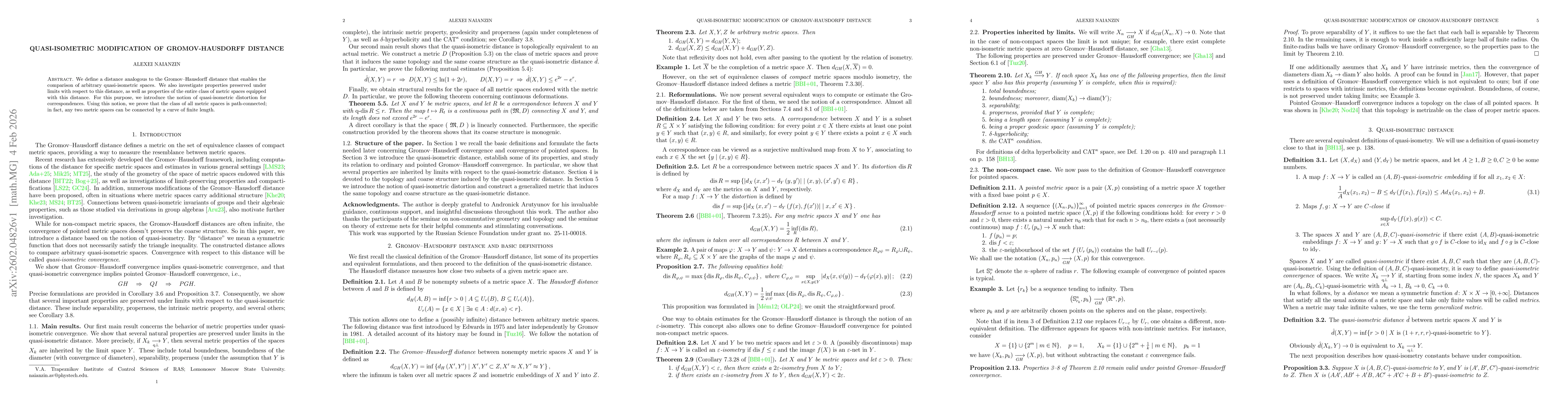 Thumbnail for Quasi-isometric modification of Gromov-Hausdorff distance