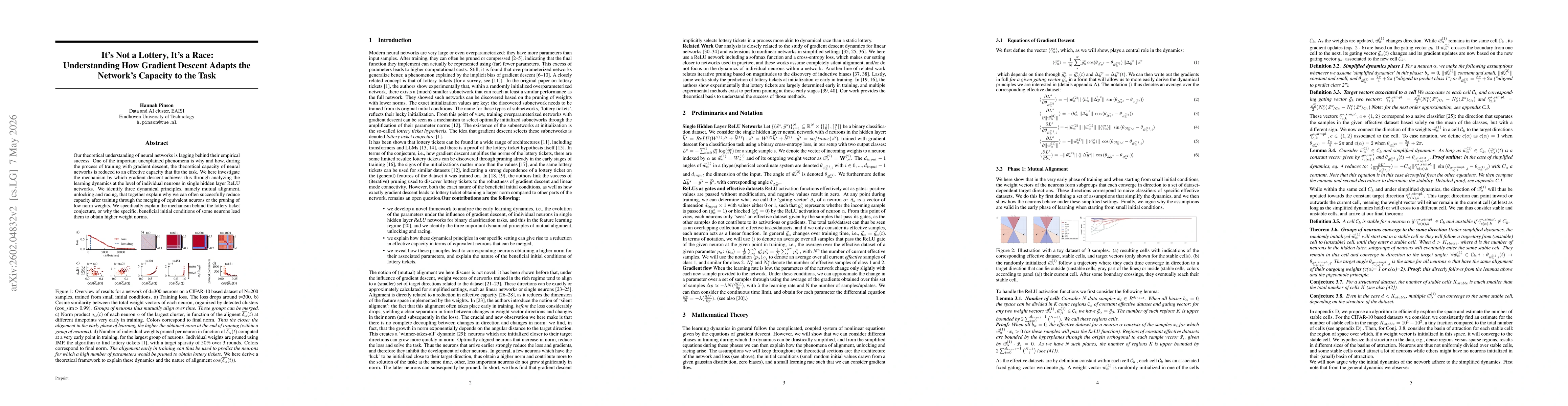 Thumbnail for It's not a Lottery, it's a Race: Understanding How Gradient Descent Adapts the Network's Capacity to the Task