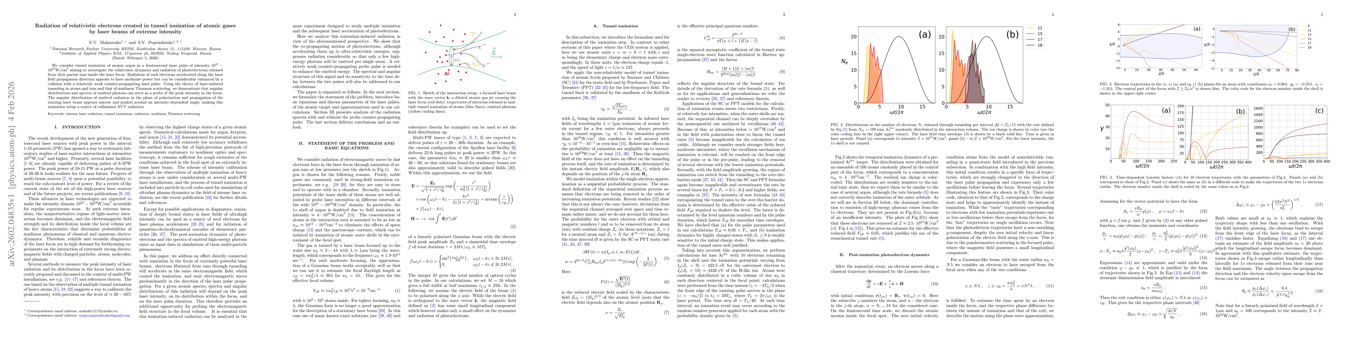 Thumbnail for Radiation of relativistic electrons created in tunnel ionization of atomic gases by laser beams of extreme intensity