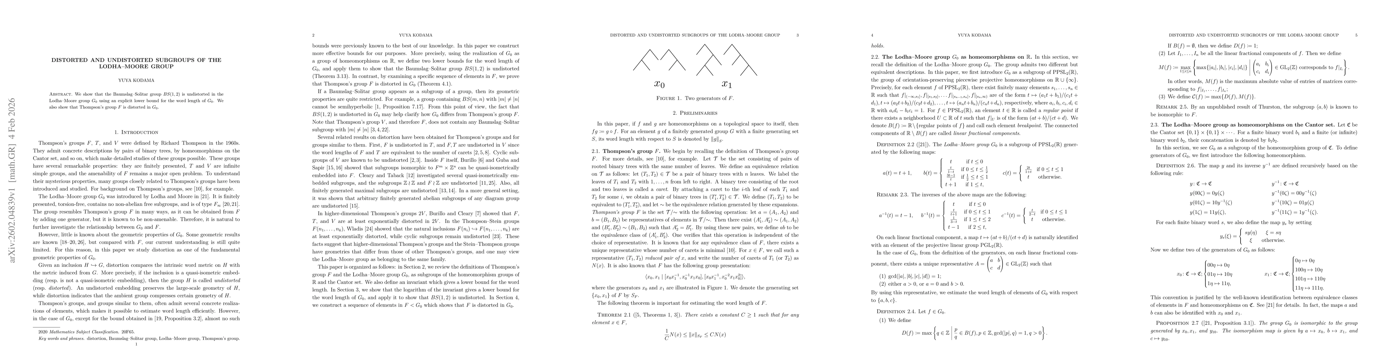 Thumbnail for Distorted and undistorted subgroups of the Lodha-Moore group