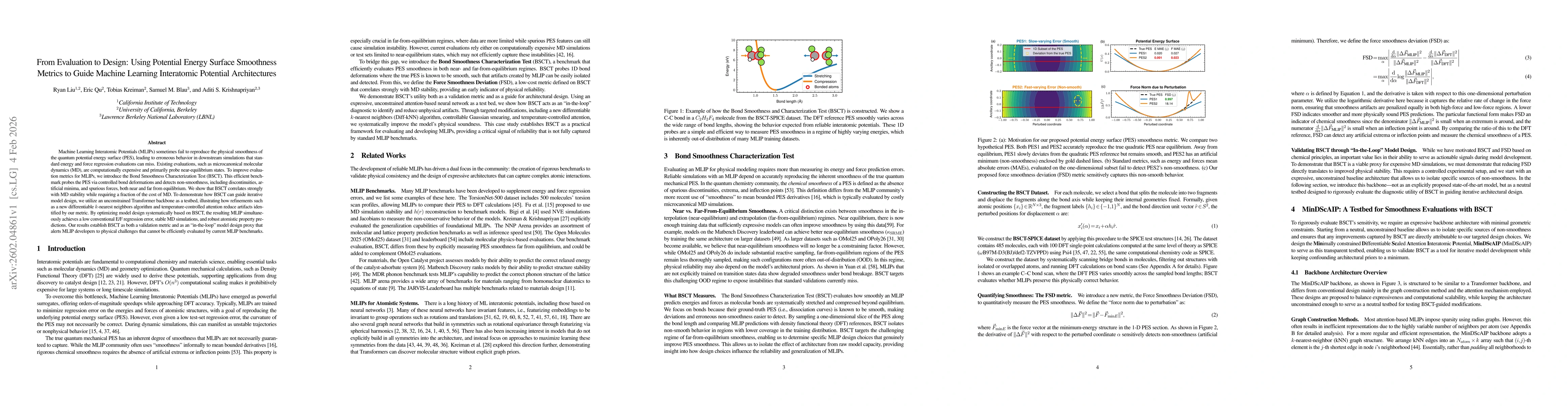 Thumbnail for From Evaluation to Design: Using Potential Energy Surface Smoothness Metrics to Guide Machine Learning Interatomic Potential Architectures