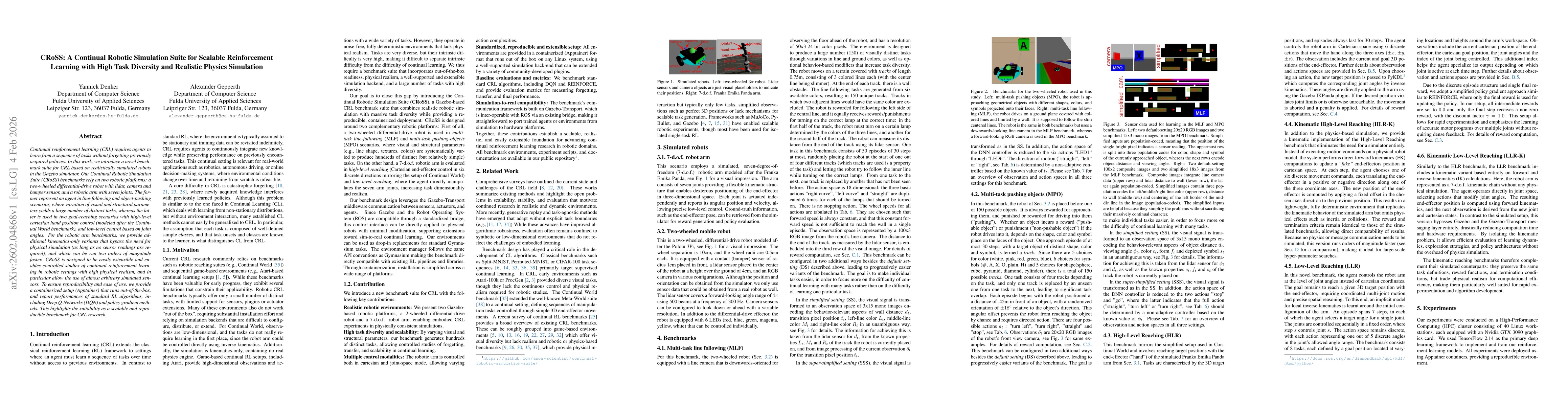 Thumbnail for CRoSS: A Continual Robotic Simulation Suite for Scalable Reinforcement Learning with High Task Diversity and Realistic Physics Simulation