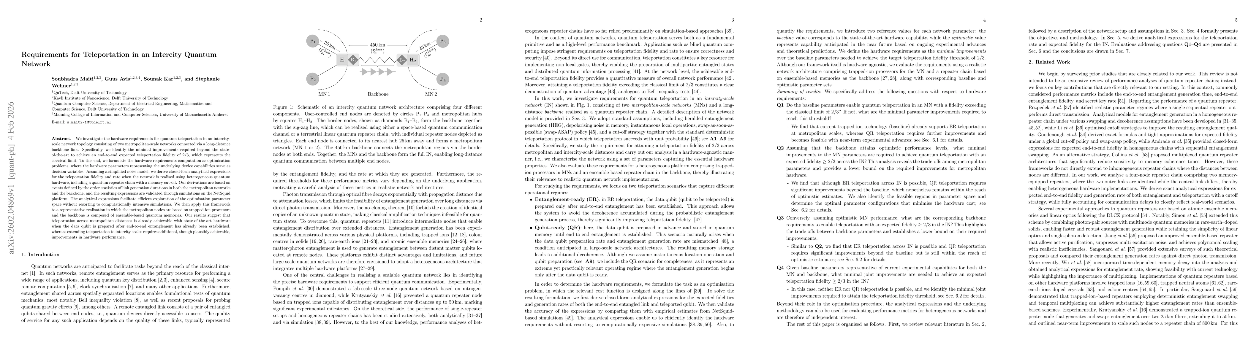 Thumbnail for Requirements for Teleportation in an Intercity Quantum Network