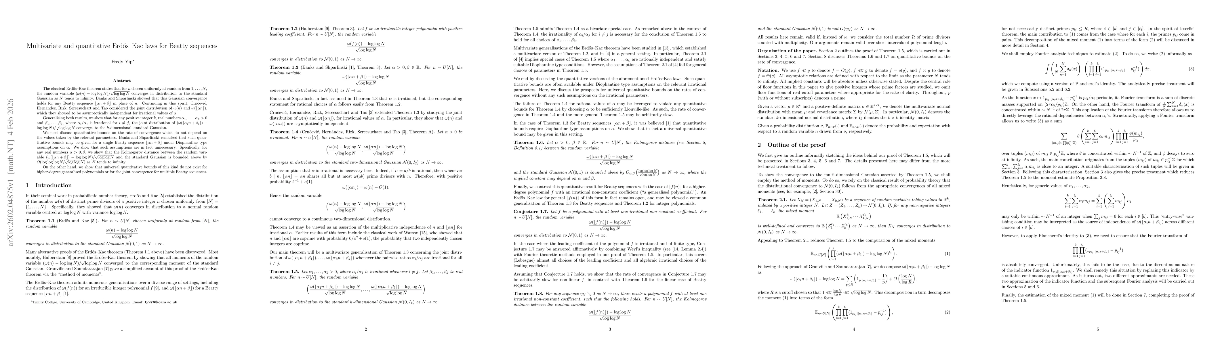 Thumbnail for Multivariate and quantitative Erdős-Kac laws for Beatty sequences