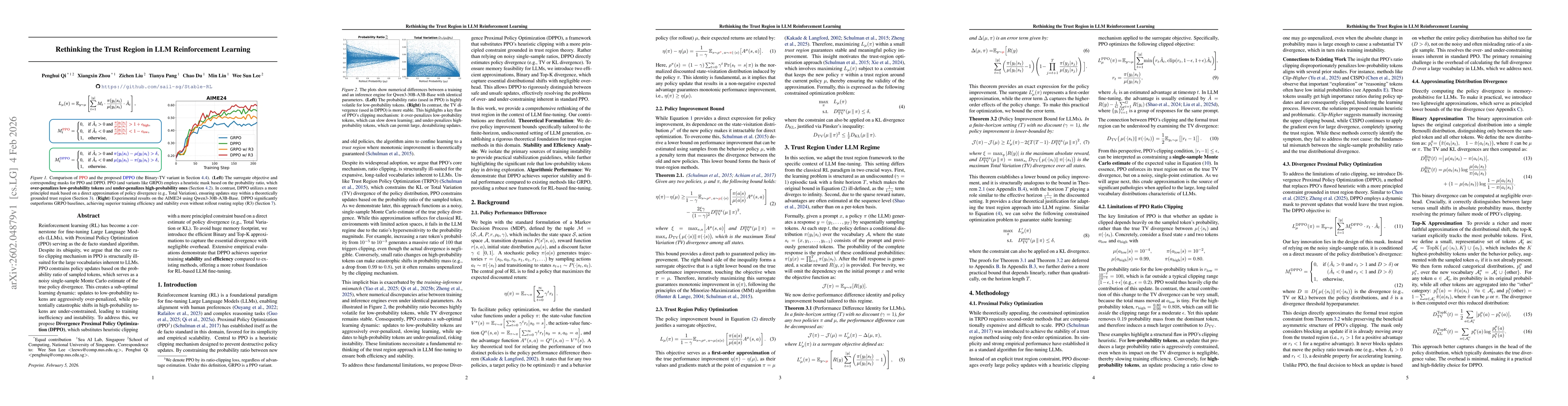 Thumbnail for Rethinking the Trust Region in LLM Reinforcement Learning