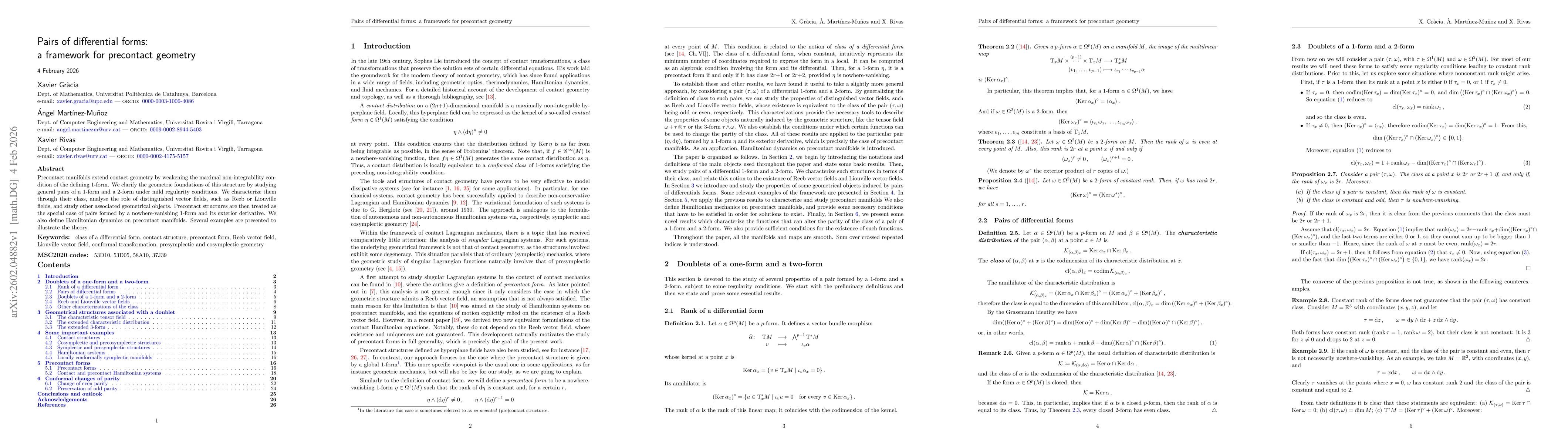 Thumbnail for Pairs of differential forms: a framework for precontact geometry