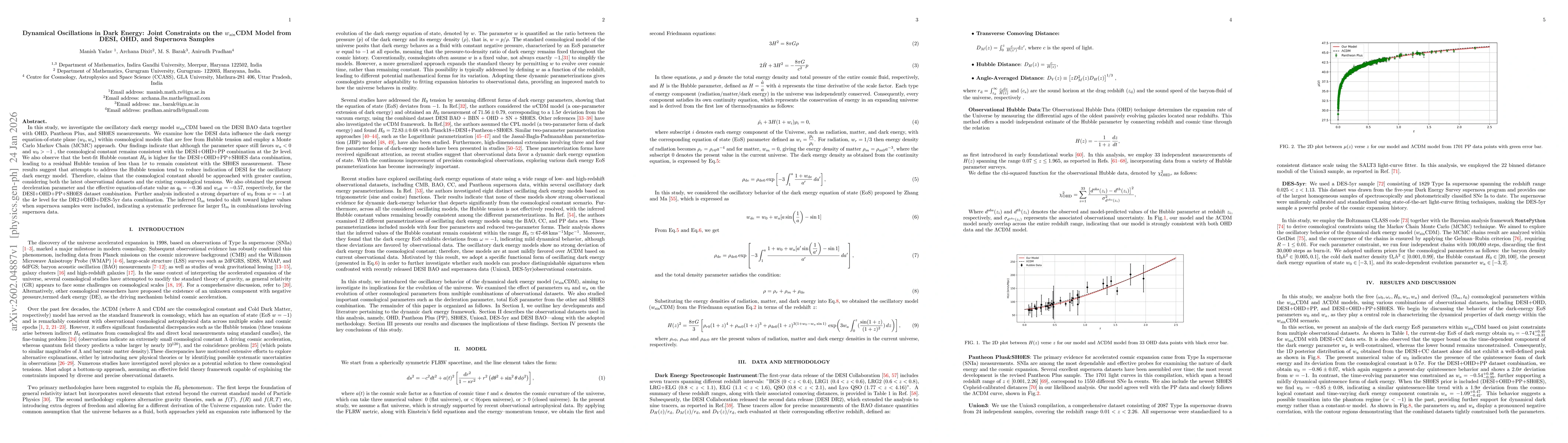 Thumbnail for Dynamical Oscillations in Dark Energy: Joint Constraints on the $w_{sin}$CDM Model from DESI, OHD, and Supernova Samples