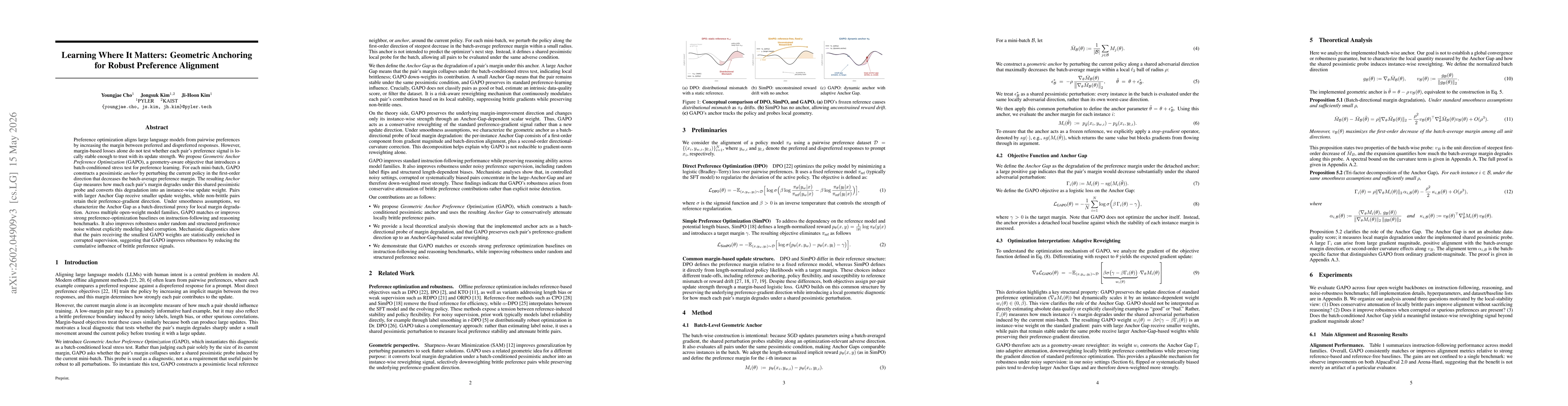 Thumbnail for Learning Where It Matters: Geometric Anchoring for Robust Preference Alignment