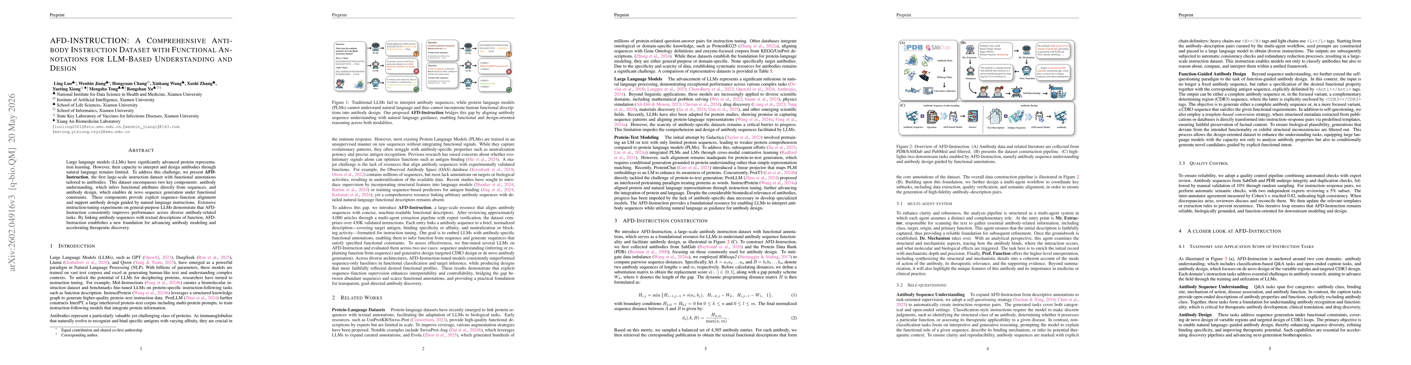 Thumbnail for AFD-INSTRUCTION: A Comprehensive Antibody Instruction Dataset with Functional Annotations for LLM-Based Understanding and Design