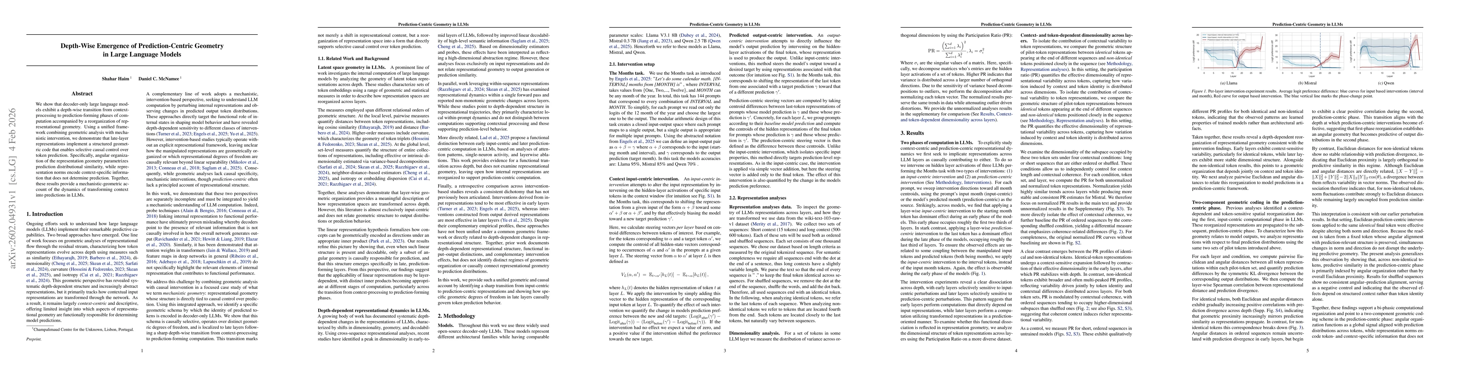 Thumbnail for Depth-Wise Emergence of Prediction-Centric Geometry in Large Language Models