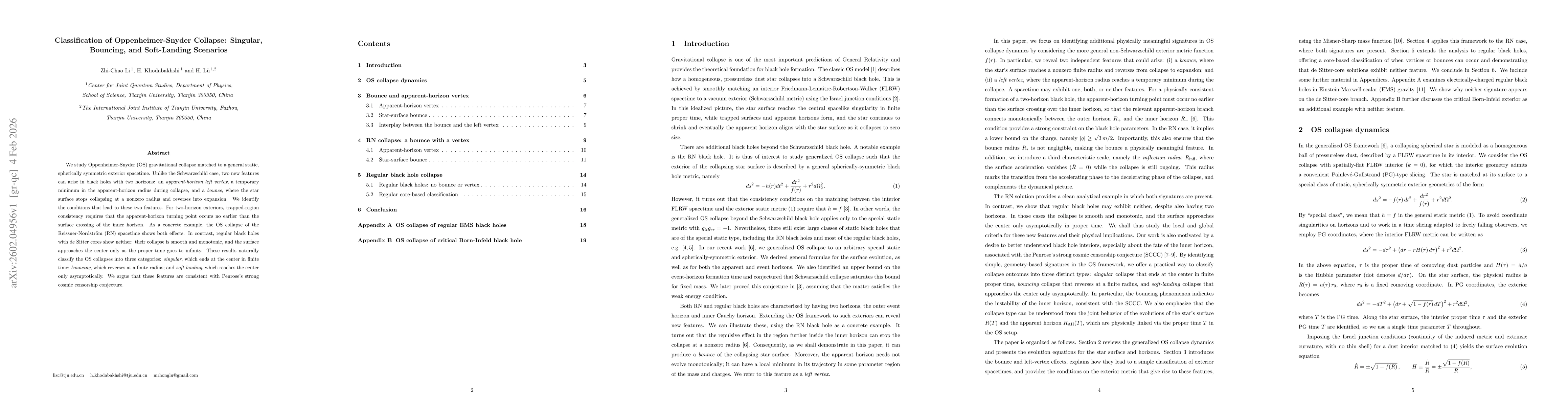 Thumbnail for Classification of Oppenheimer-Snyder Collapse: Singular, Bouncing, and Soft-Landing Scenarios