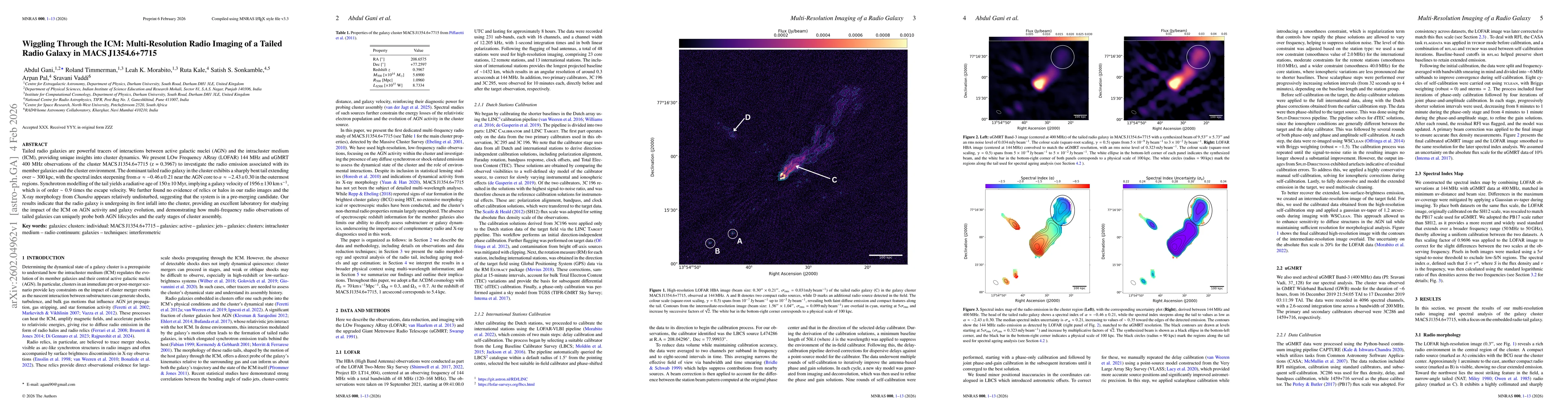 Thumbnail for Wiggling Through the ICM: Multi-Resolution Radio Imaging of a Tailed Radio Galaxy in MACS J1354.6+7715