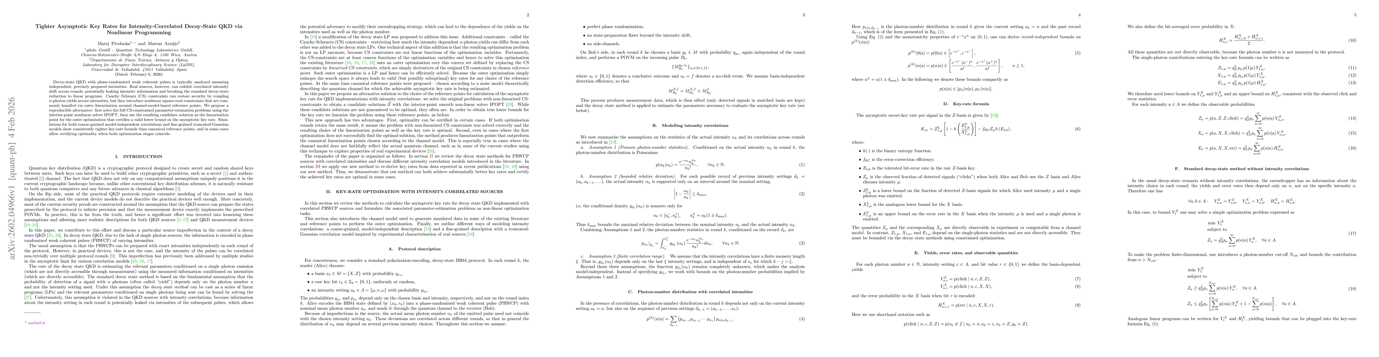 Thumbnail for Tighter Asymptotic Key Rates for Intensity-Correlated Decoy-State QKD via Nonlinear Programming
