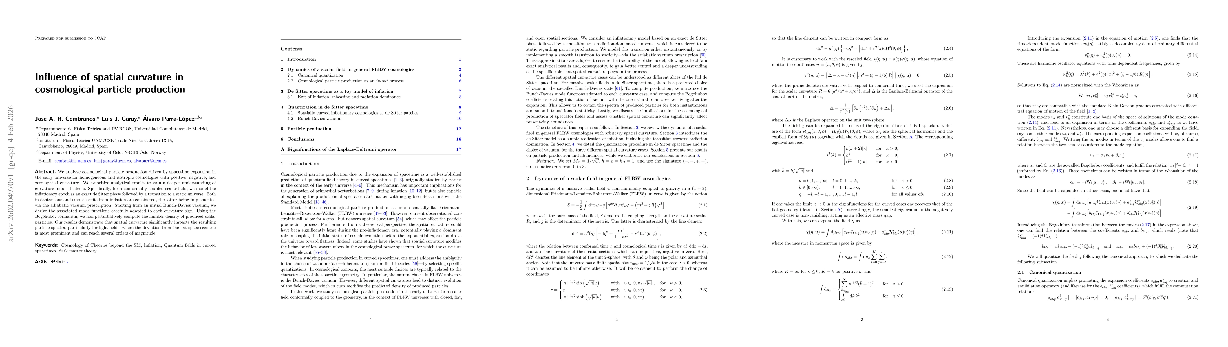 Thumbnail for Influence of spatial curvature in cosmological particle production