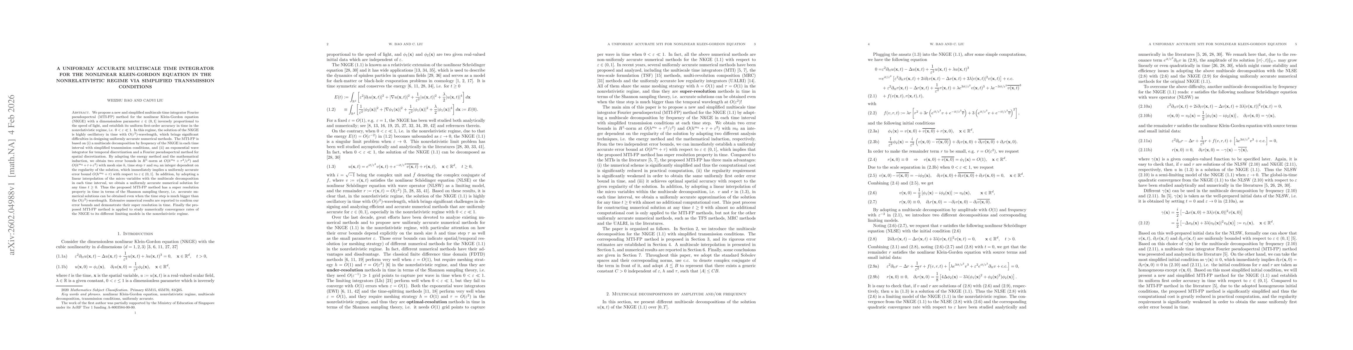 Thumbnail for A uniformly accurate multiscale time integrator for the nonlinear Klein-Gordon equation in the nonrelativistic regime via simplified transmission conditions
