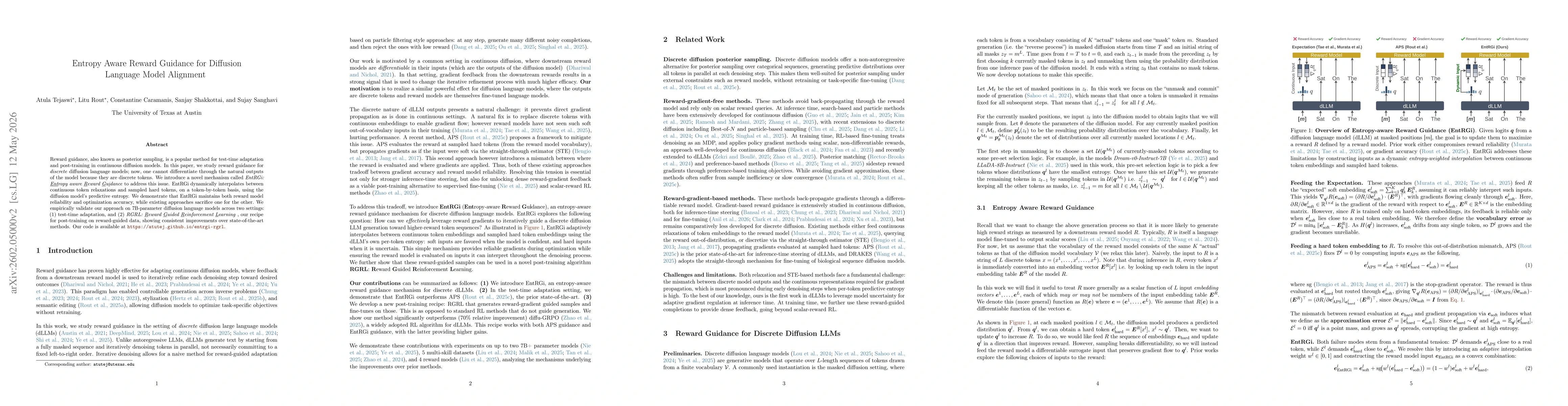 Thumbnail for EntRGi: Entropy Aware Reward Guidance for Diffusion Language Models