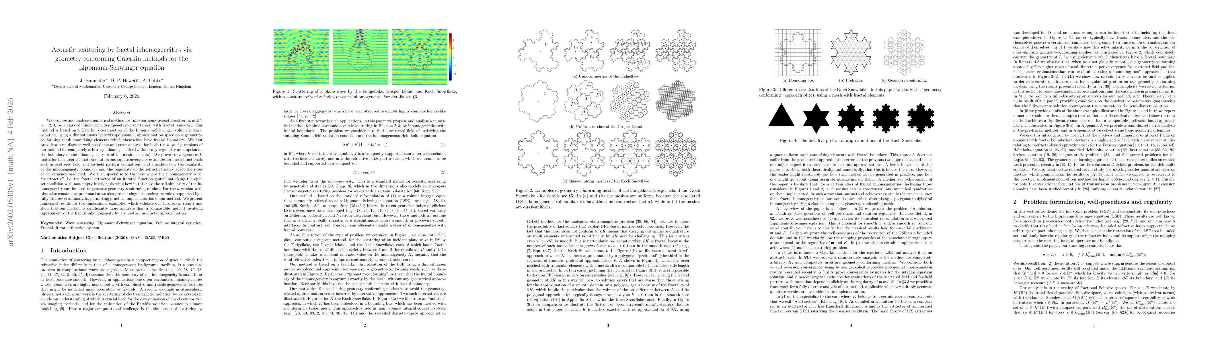 Thumbnail for Acoustic scattering by fractal inhomogeneities via geometry-conforming Galerkin methods for the Lippmann-Schwinger equation
