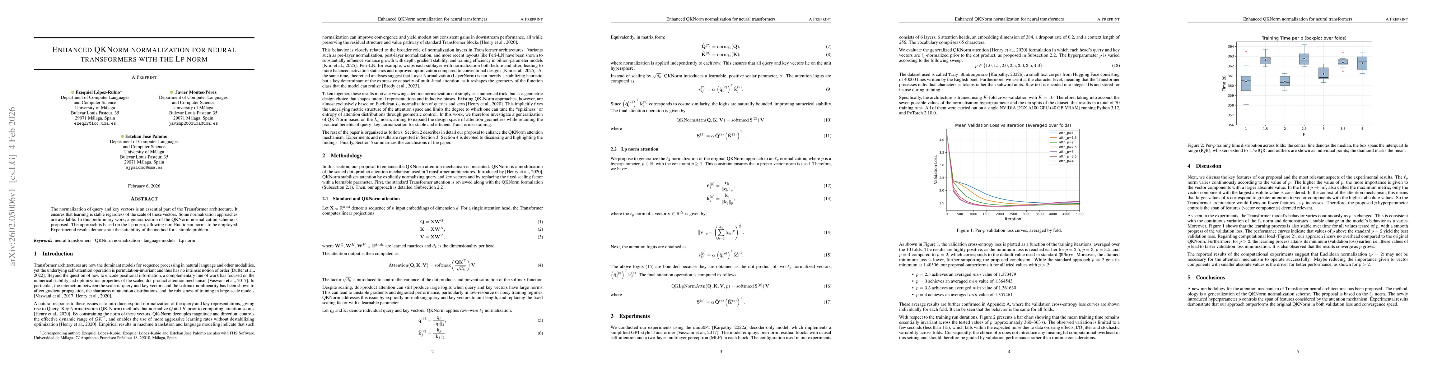 Thumbnail for Enhanced QKNorm normalization for neural transformers with the Lp norm
