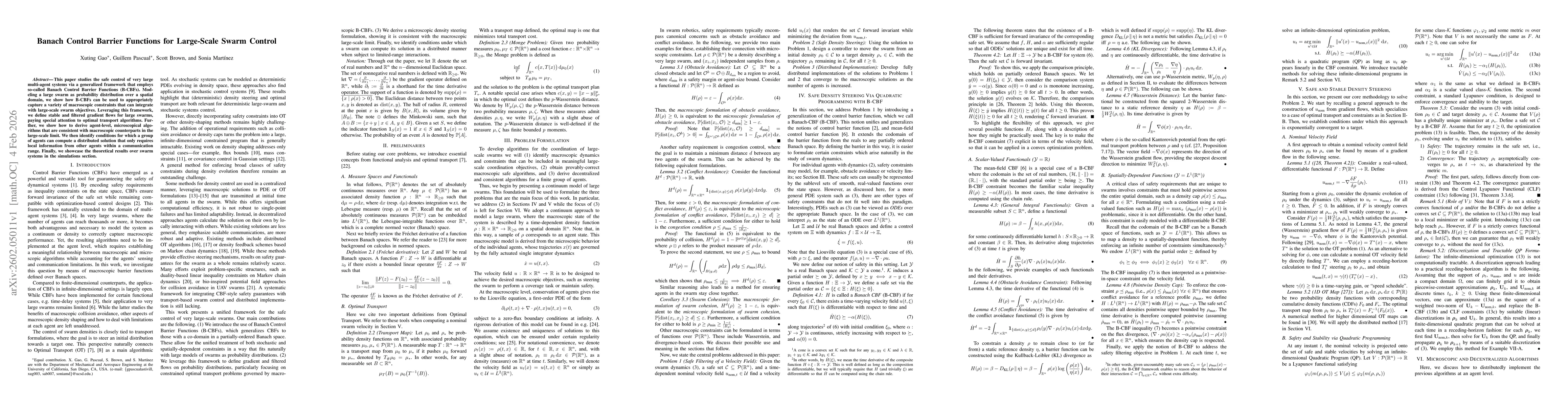 Thumbnail for Banach Control Barrier Functions for Large-Scale Swarm Control