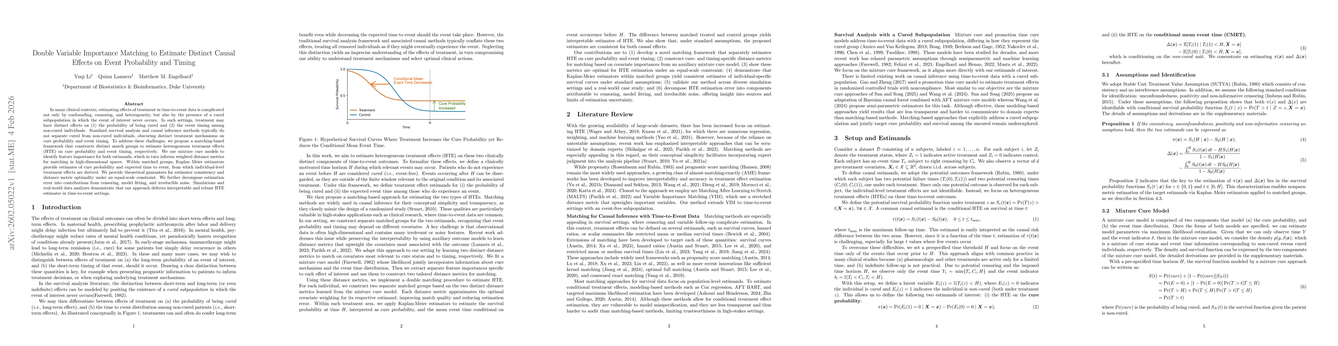 Thumbnail for Double Variable Importance Matching to Estimate Distinct Causal Effects on Event Probability and Timing
