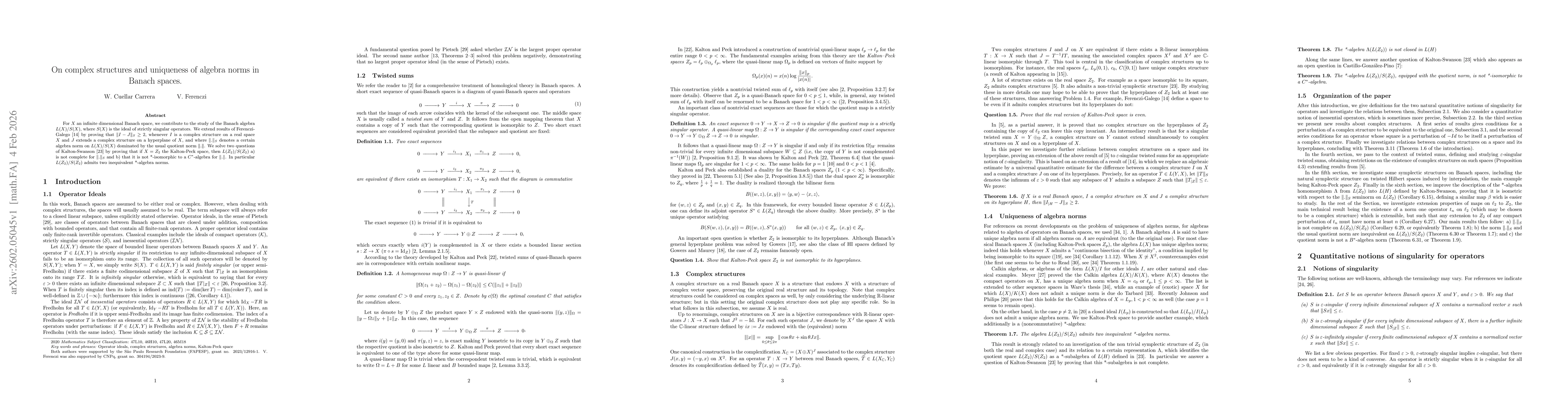 Thumbnail for On complex structures and uniqueness of algebra norms in Banach spaces
