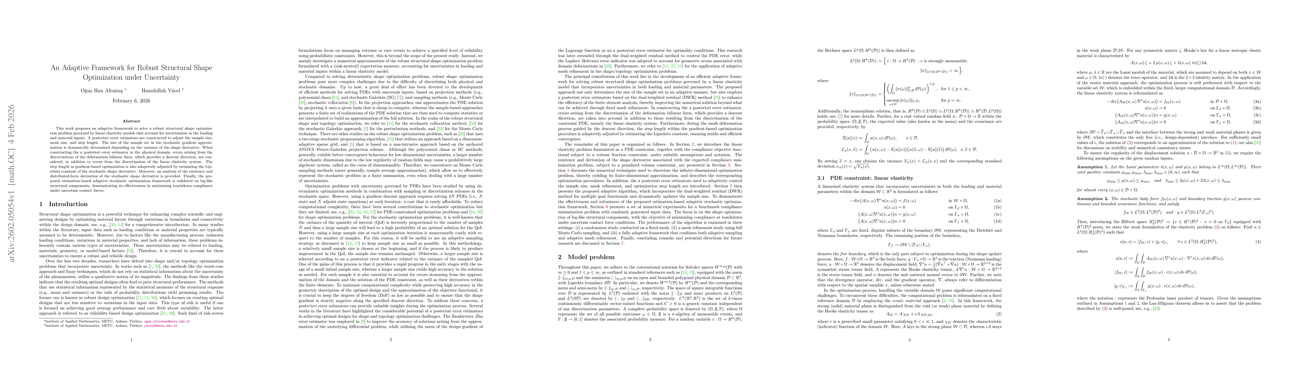 Thumbnail for An Adaptive Framework for Robust Structural Shape Optimization under Uncertainty