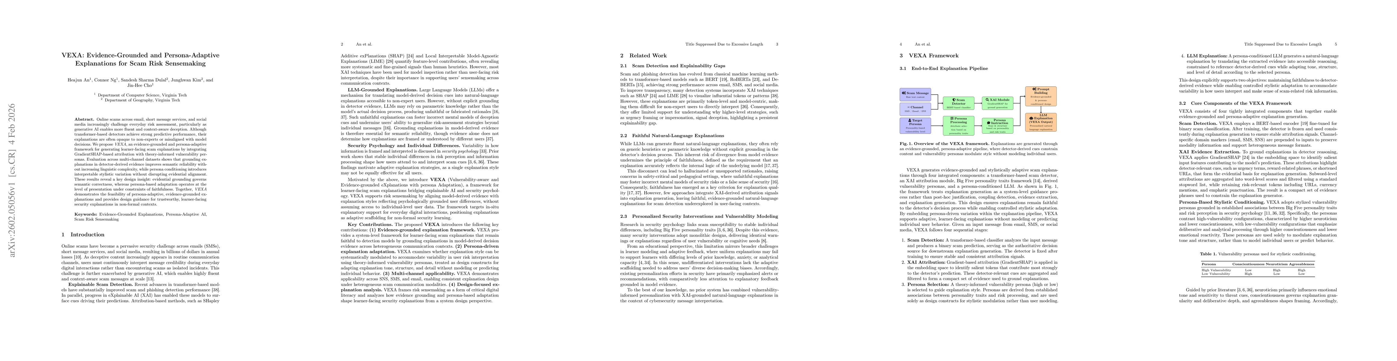 Thumbnail for VEXA: Evidence-Grounded and Persona-Adaptive Explanations for Scam Risk Sensemaking