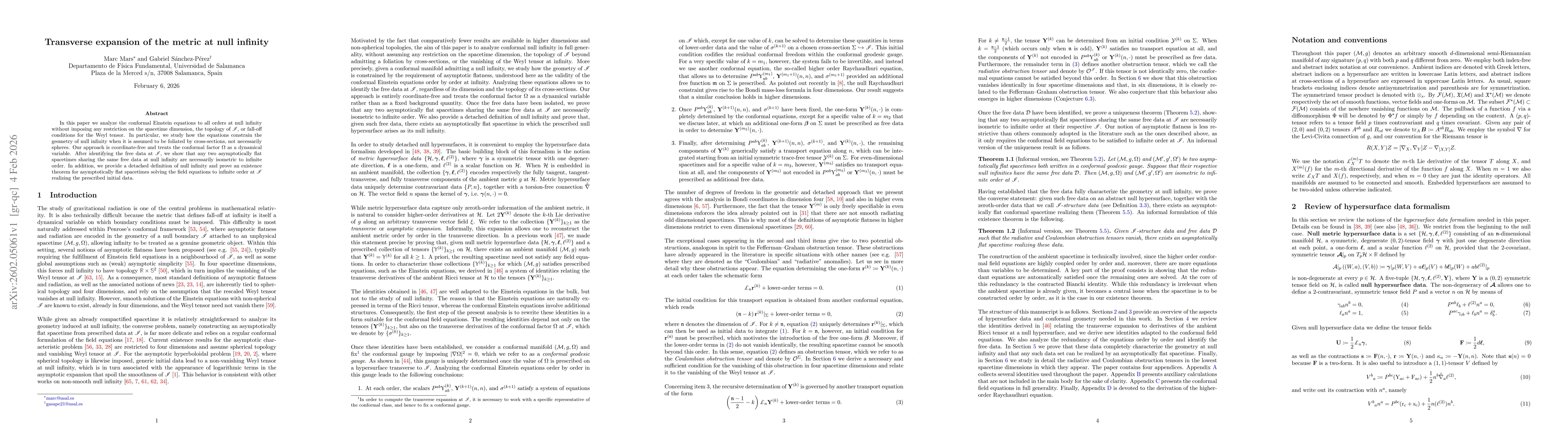 Thumbnail for Transverse expansion of the metric at null infinity