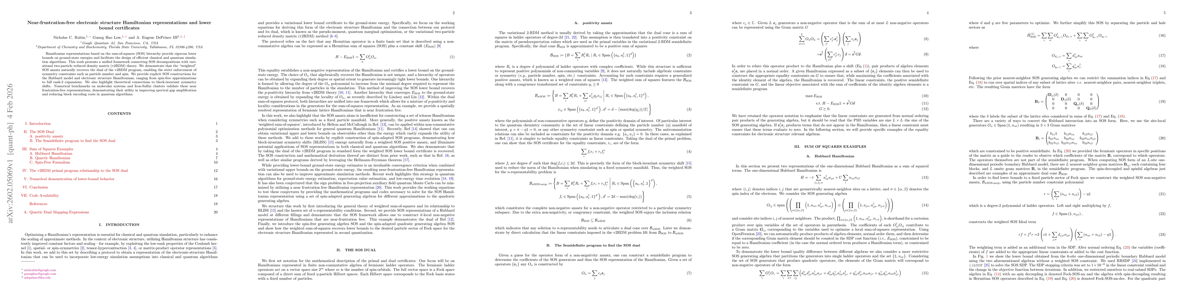 Thumbnail for Near-frustration-free electronic structure Hamiltonian representations and lower bound certificates
