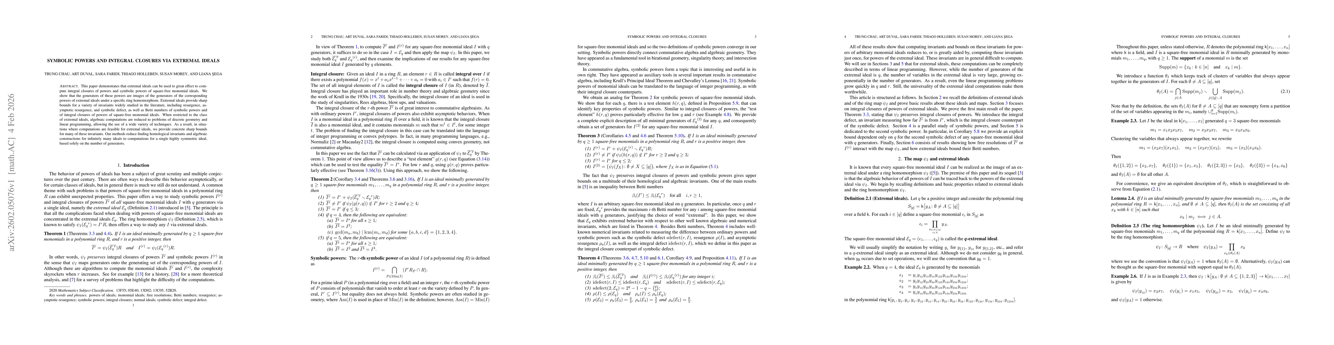 Thumbnail for Symbolic powers and integral closures via extremal ideals