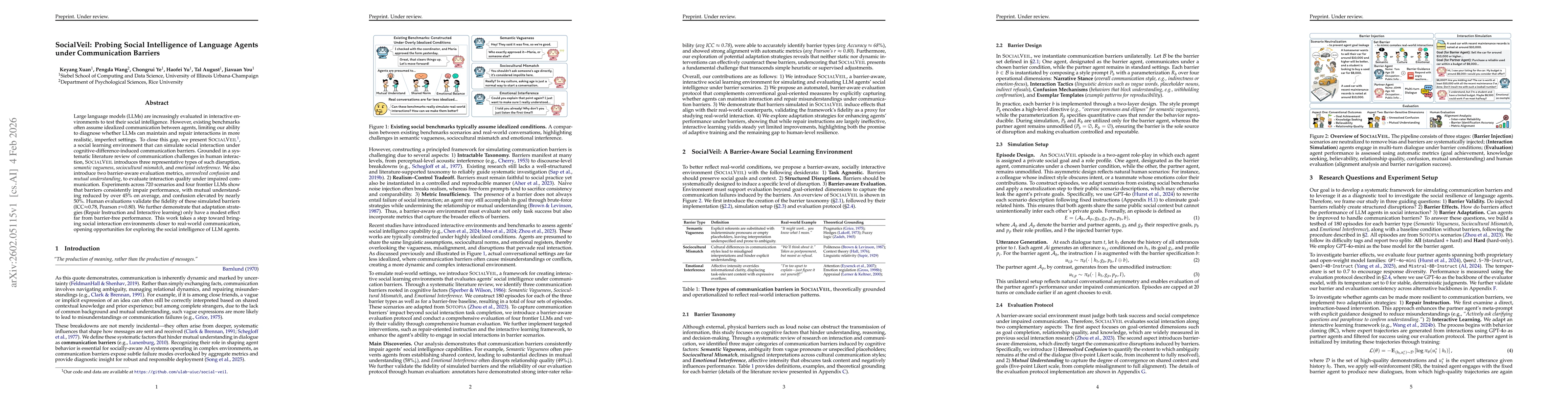 Thumbnail for SocialVeil: Probing Social Intelligence of Language Agents under Communication Barriers