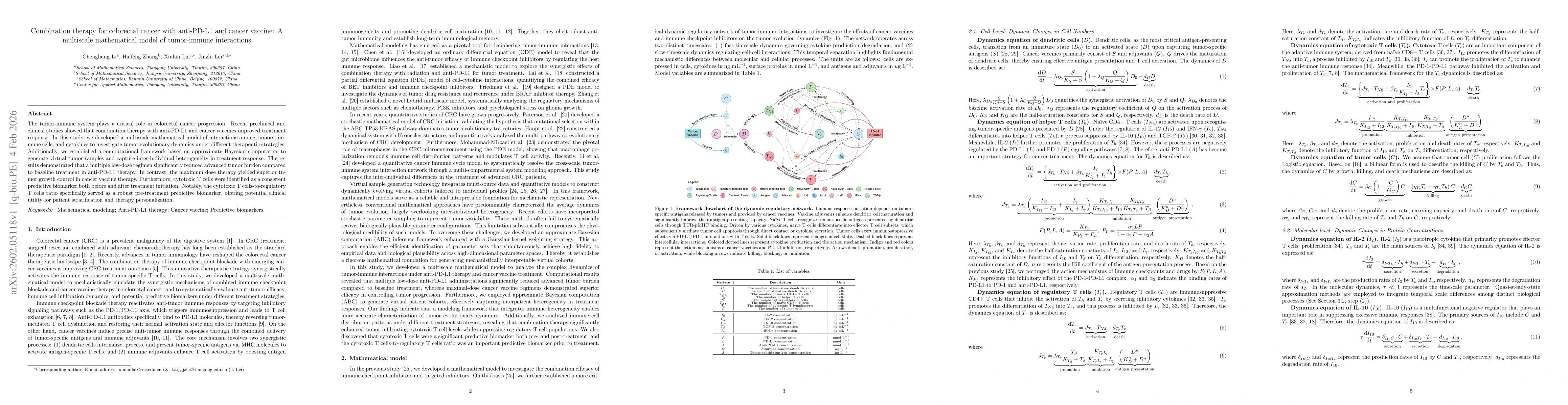Thumbnail for Combination therapy for colorectal cancer with anti-PD-L1 and cancer vaccine: A multiscale mathematical model of tumor-immune interactions