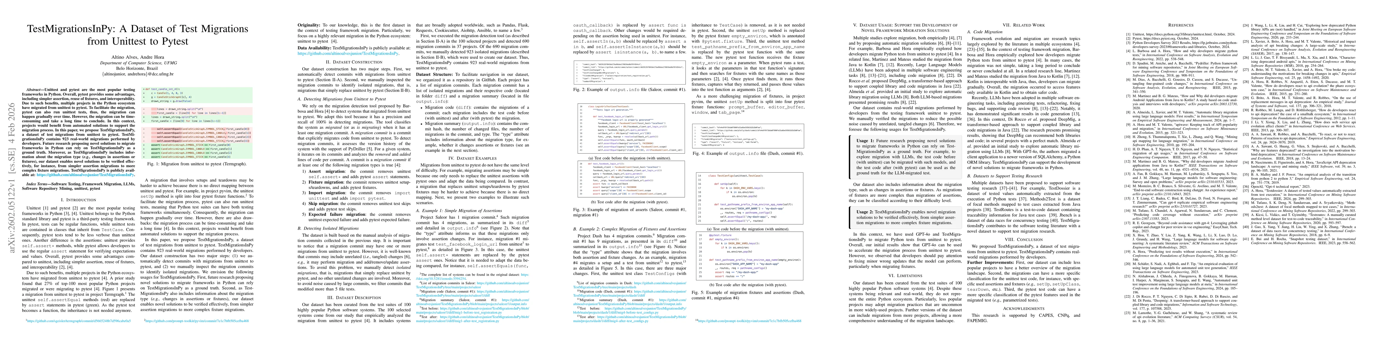 Thumbnail for TestMigrationsInPy: A Dataset of Test Migrations from Unittest to Pytest