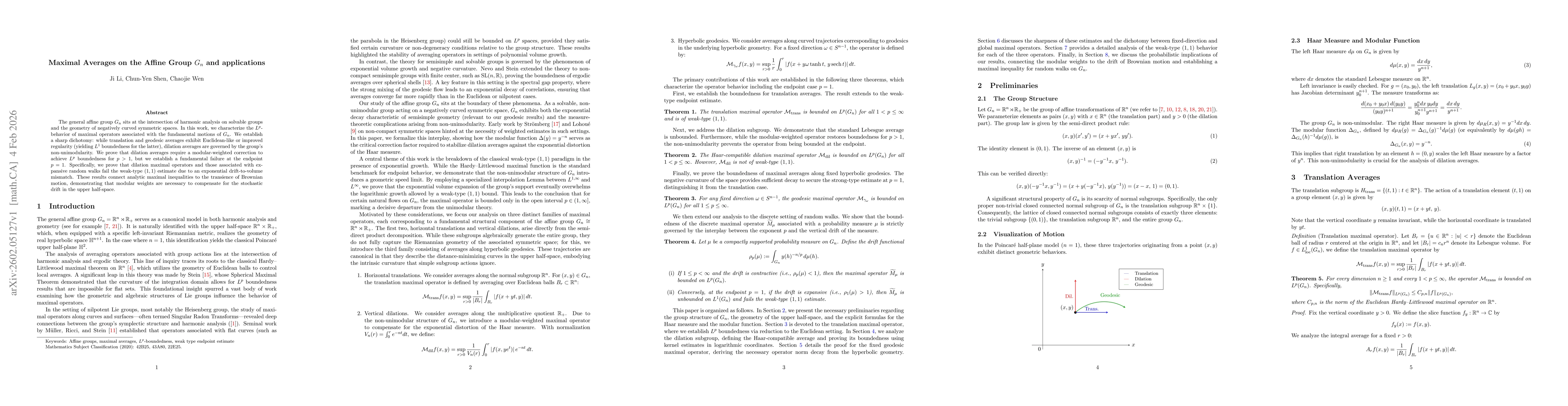 Thumbnail for Maximal Averages on the Affine Group $G_n$ and applications