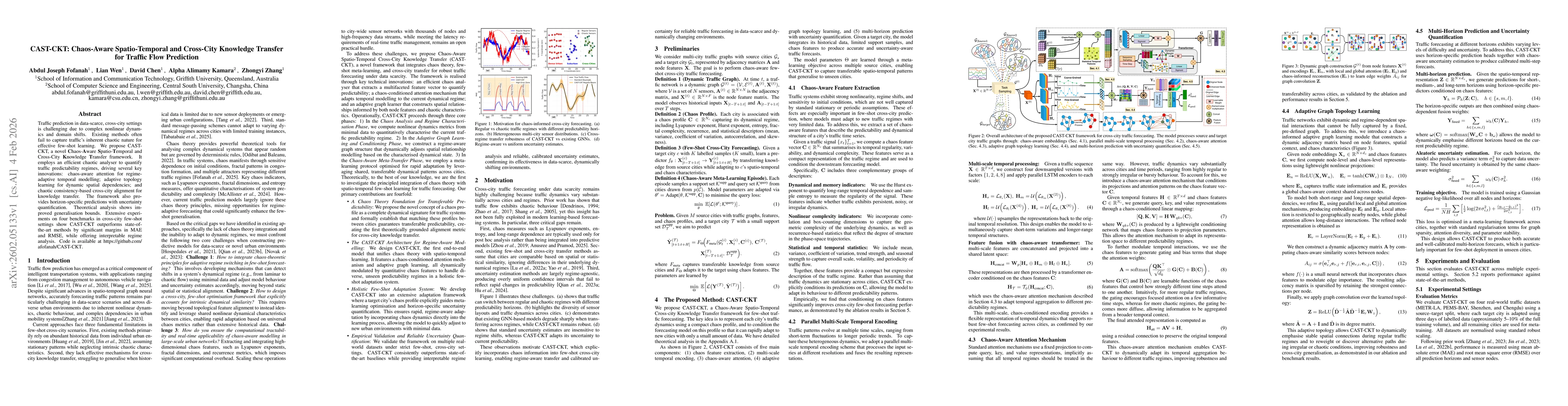 Thumbnail for CAST-CKT: Chaos-Aware Spatio-Temporal and Cross-City Knowledge Transfer for Traffic Flow Prediction