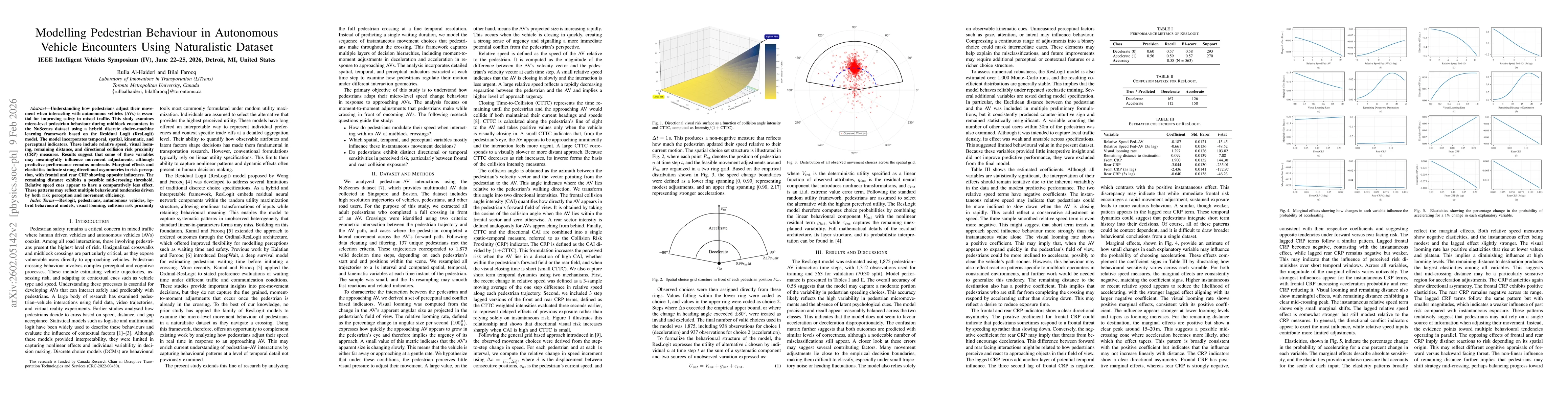 Thumbnail for Modelling Pedestrian Behaviour in Autonomous Vehicle Encounters Using Naturalistic Dataset