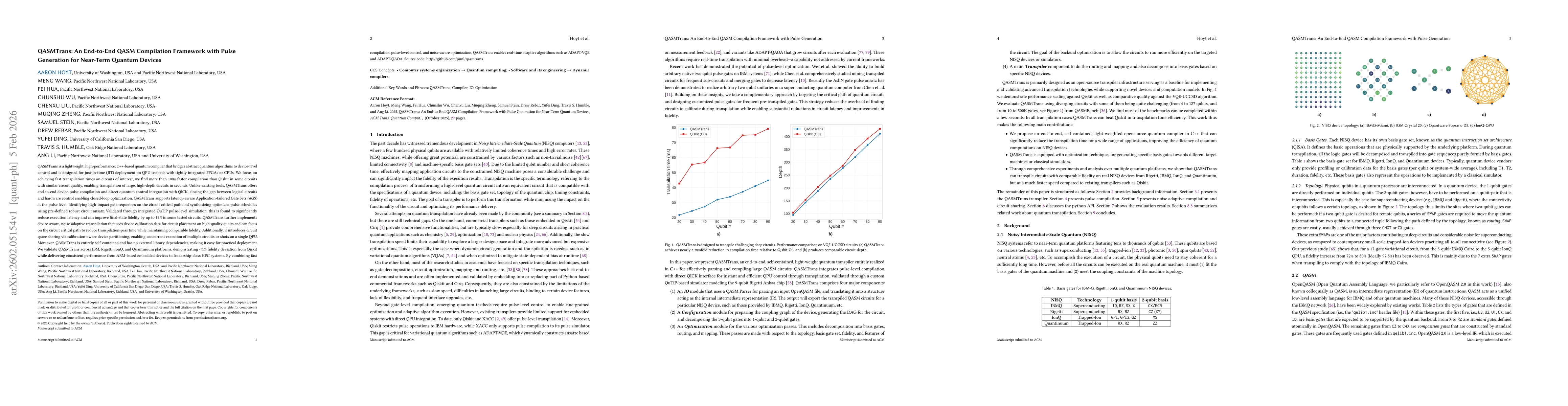 Thumbnail for QASMTrans: An End-to-End QASM Compilation Framework with Pulse Generation for Near-Term Quantum Devices