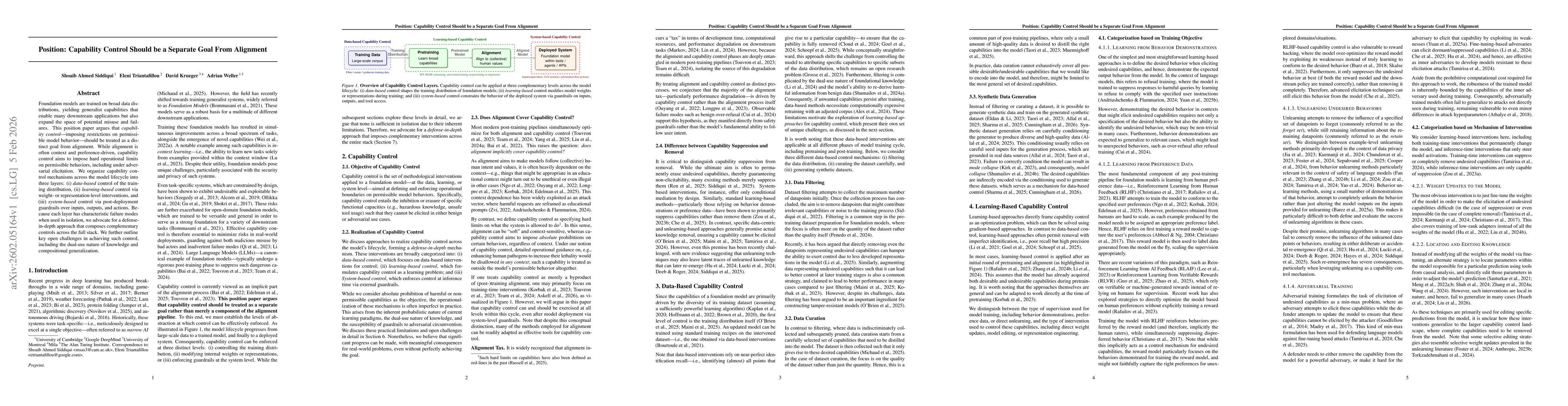 Thumbnail for Position: Capability Control Should be a Separate Goal From Alignment
