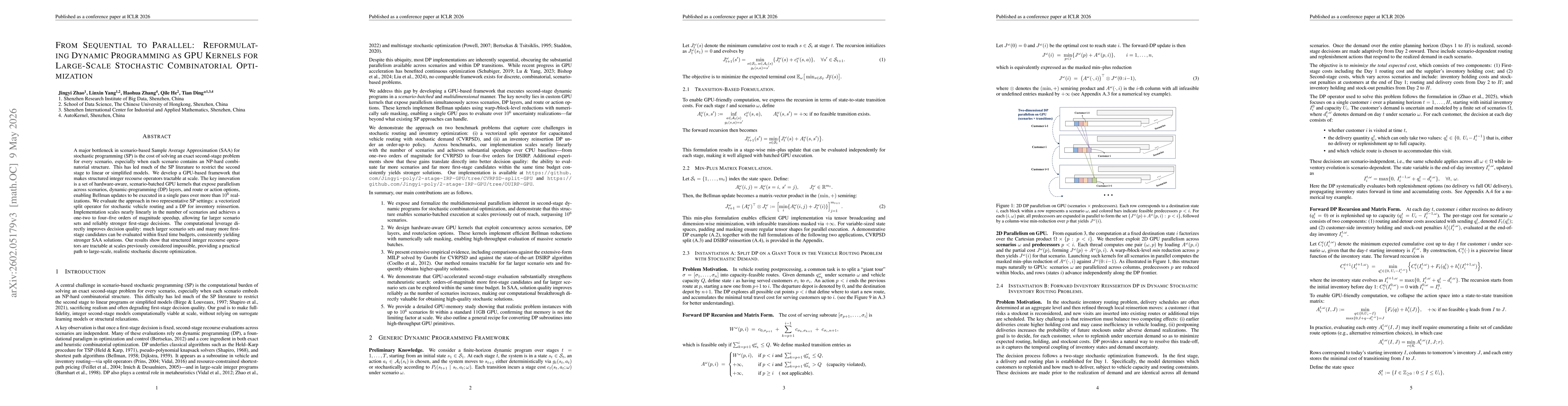 Thumbnail for From Sequential to Parallel: Reformulating Dynamic Programming as GPU Kernels for Large-Scale Stochastic Combinatorial Optimization