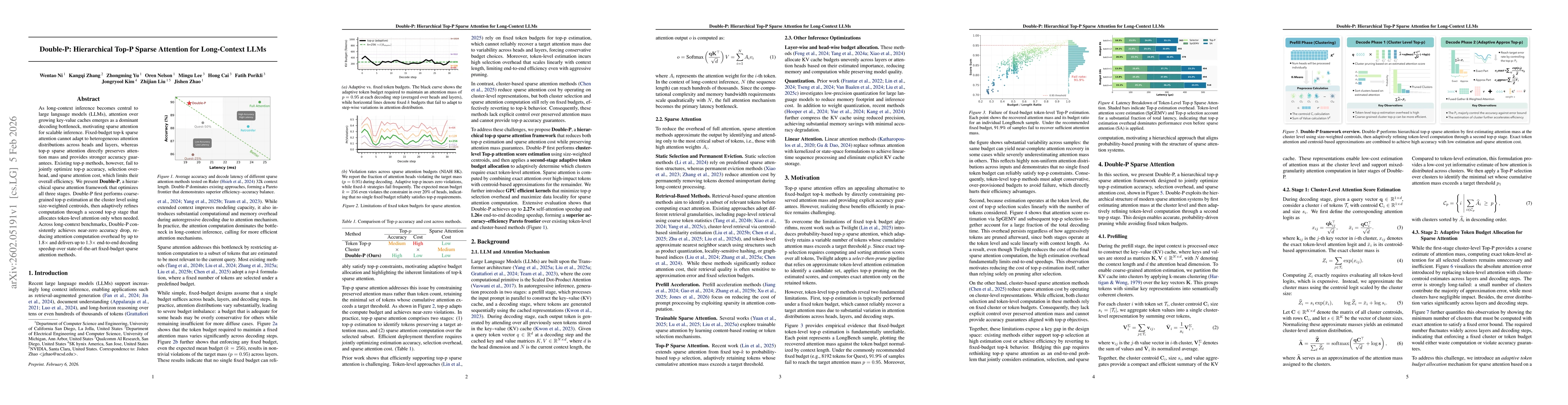 Thumbnail for Double-P: Hierarchical Top-P Sparse Attention for Long-Context LLMs