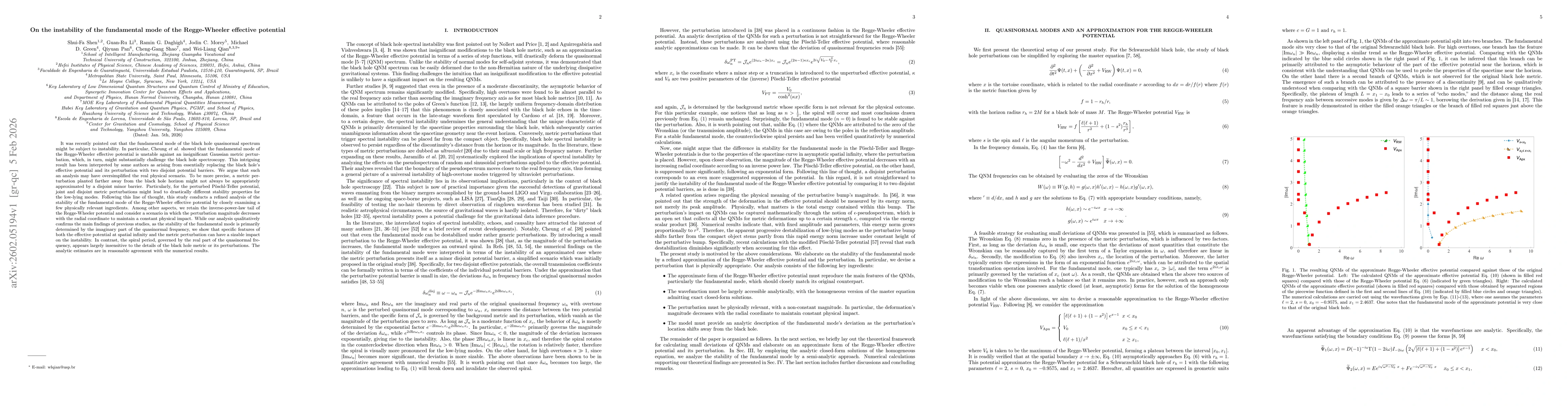 Thumbnail for On the instability of the fundamental mode of the Regge-Wheeler effective potential