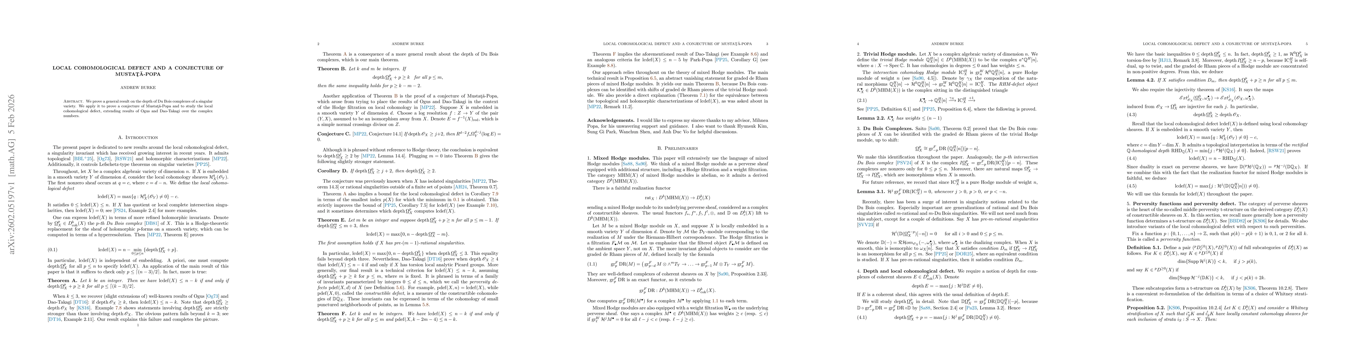 Thumbnail for Local Cohomological Defect and a Conjecture of Mustata-Popa
