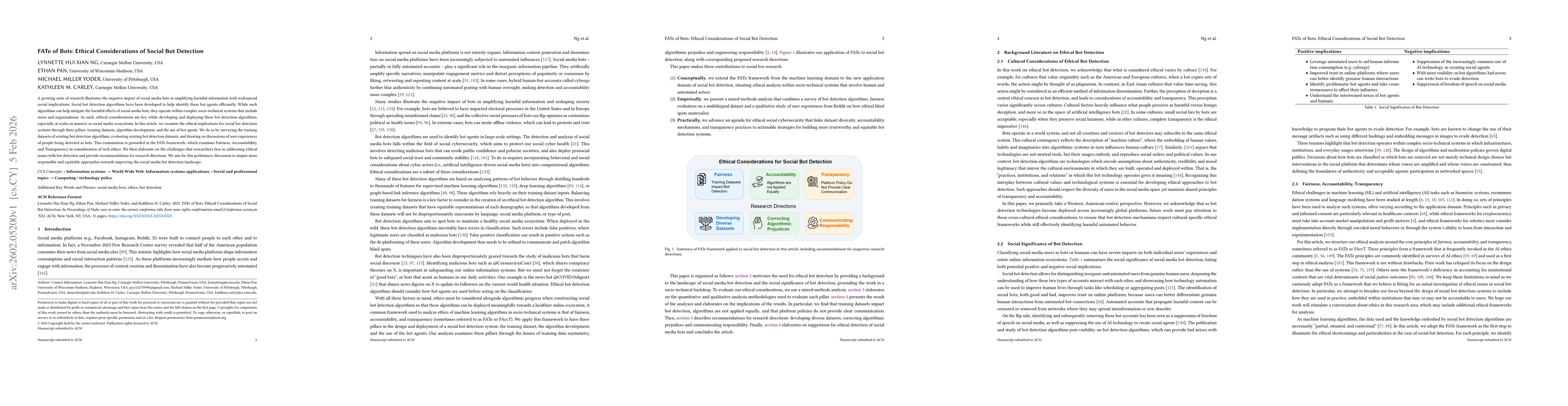 Thumbnail for FATe of Bots: Ethical Considerations of Social Bot Detection